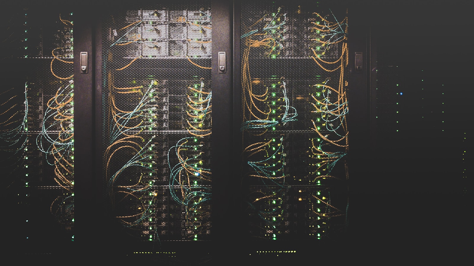 Server cage with cabling inside an Amsterdam datacenter
